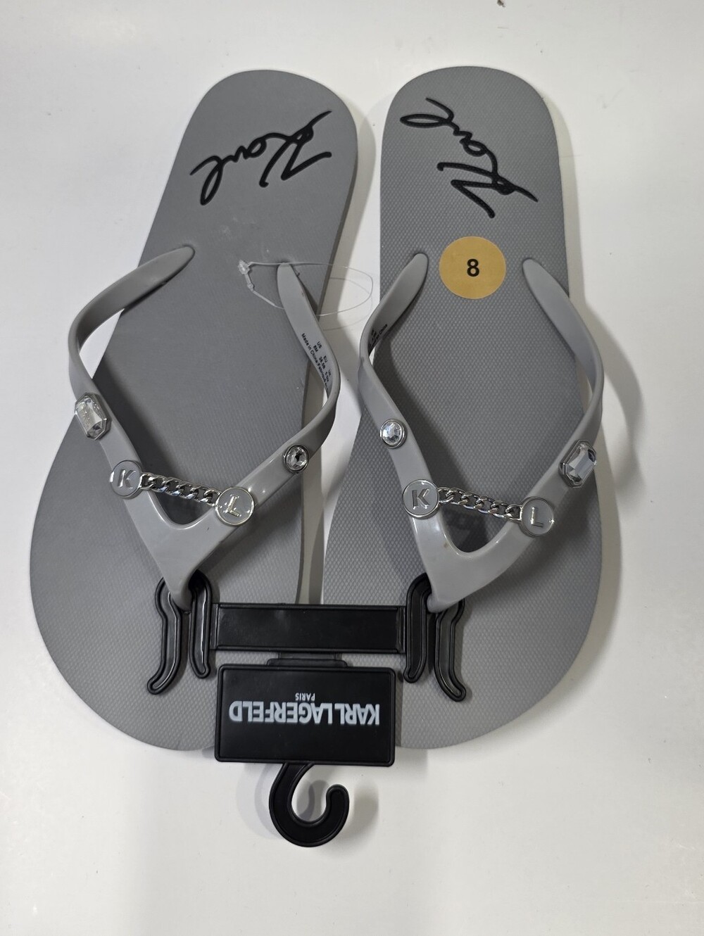 Karl Lagerfeld Gray Jelly Flip Flops - Size 8 M